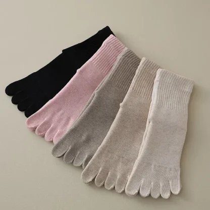 Cozy Solid Color Toe Socks - Image 6