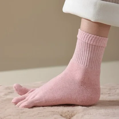 Cozy Solid Color Toe Socks - Image 3