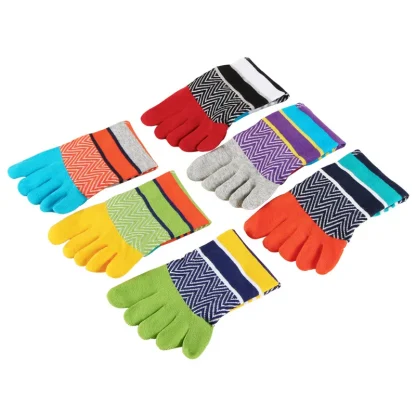 Colorful Striped Low Cut Toe Socks - Image 4