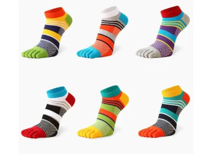 Colorful Striped Low Cut Toe Socks - Image 5