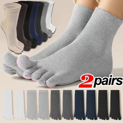 Breathable Solid Color Toe Socks - Image 7