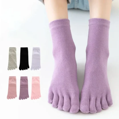 Plain Color Breathable Toe Socks - Image 4