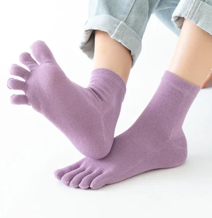 Plain Color Breathable Toe Socks