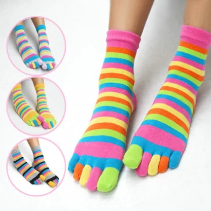 Rainbow Striped Toe Socks