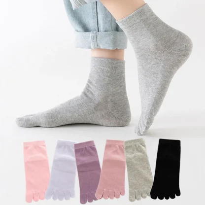 Plain Color Breathable Toe Socks - Image 7