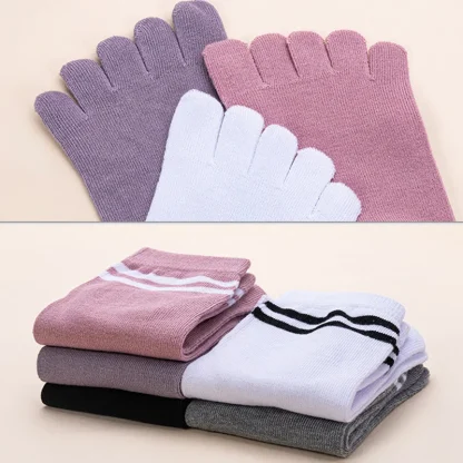 Breathable Stripe Ankle Toe Socks - Image 5