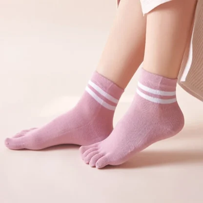 Breathable Stripe Ankle Toe Socks