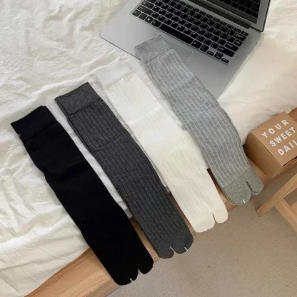 Plain Mid Calf Toe Socks - Image 5