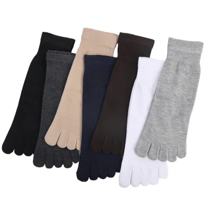 Breathable Solid Color Toe Socks - Image 5