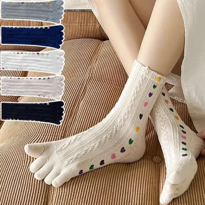 Comfy Heart Decor Toe Socks - Image 2