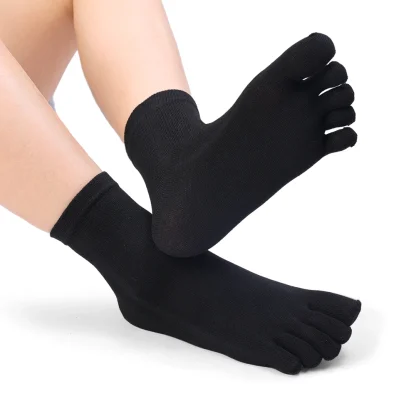 Breathable Solid Color Toe Socks - Image 3
