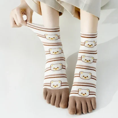 Cute Bear Prints Toe Socks