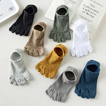 Breathable Plain Color Toe Socks - Image 7