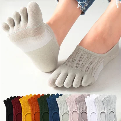 No Show Solid Color Toe Socks - Image 6