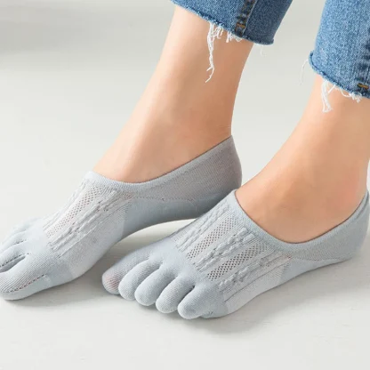No Show Solid Color Toe Socks - Image 3