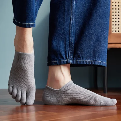 Breathable Plain Color Toe Socks - Image 2